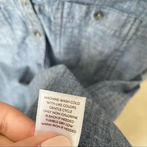 J.JILL Blue Denim Half Button Shirt - Picture 4 of 8